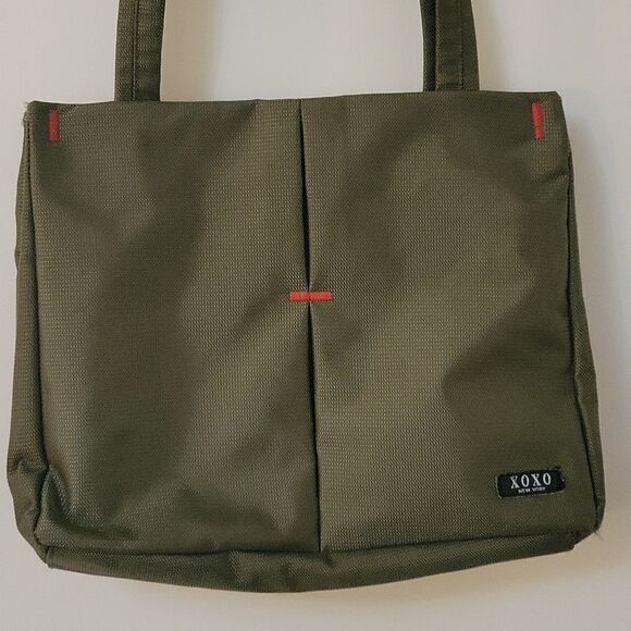 XOXO Army Green Military Nylon Unisex Double Handle Tote Shoulder Bag - Picture 3 of 9